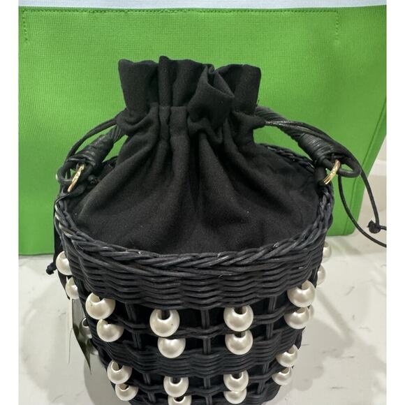 Kate Spade New York X Target Black Pearl Embellished Basket Bucket Bag Purse - Picture 5 of 5